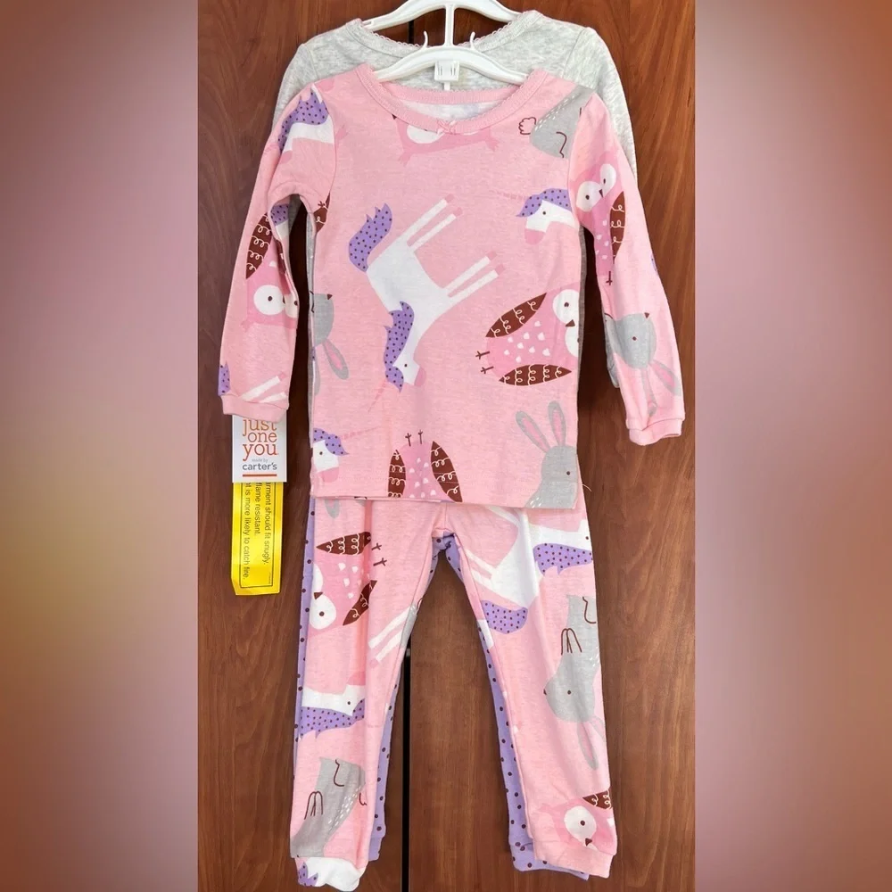 Carter’s Just One You - 4pc Unicorn and Owl Pajamas Toddler Girls (Size 12m)